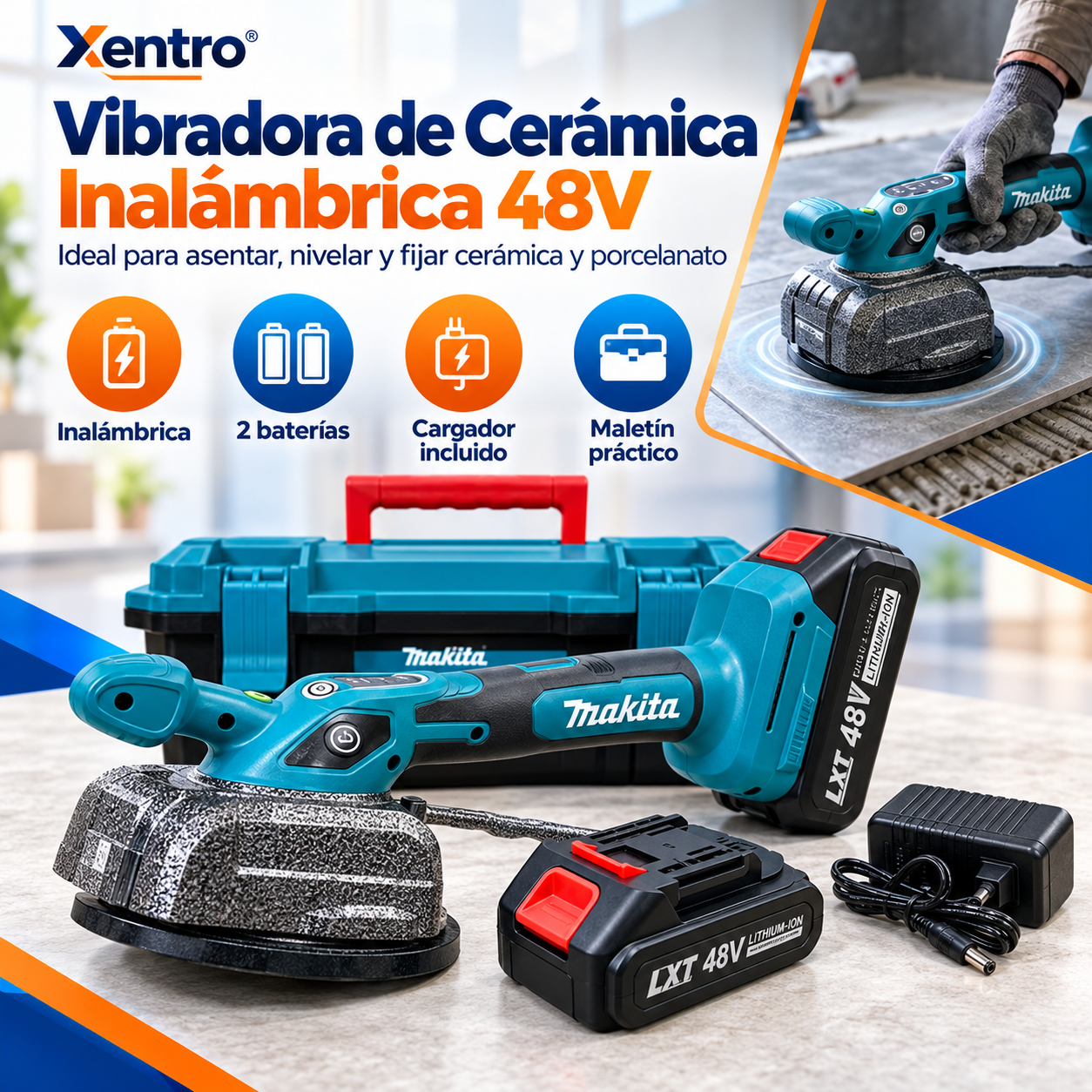 Vibradora de Cerámica Inalámbrica 48V